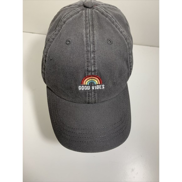 Good Vibes Baseball Hat Cap Gray with Rainbow Adjustable - Picture 8 of 12